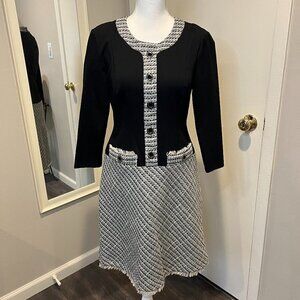 Anne Klein Black with Tweed pattern dress, Size 6/8?